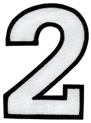 Nažehľovacie vyšívané čísla - dvojka biela výška 8 cm